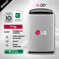 LG - Lavadora LG 17 kg Carga Superior con AI DD Gris WT17DV6T