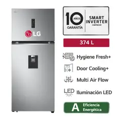 LG - Refrigeradora GT37SGP 374L Hygiene Fresh Top Mount  Plateada LG
