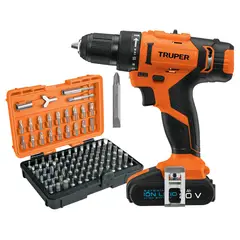 TRUPER - Combo Taladro Inalámbrico 20V + Juego de 100 Puntas Mixtas