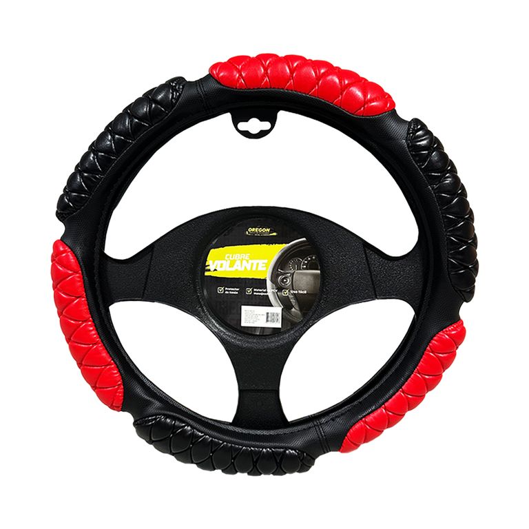 Cubre Volante Timón Anti Stress 38cm Negro Rojo 1 Costura