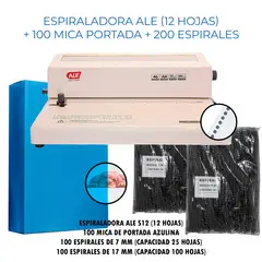 GENERICO - Espiraladora 12 Hojas ALE + 100 Mica Portada + 200 Espirales