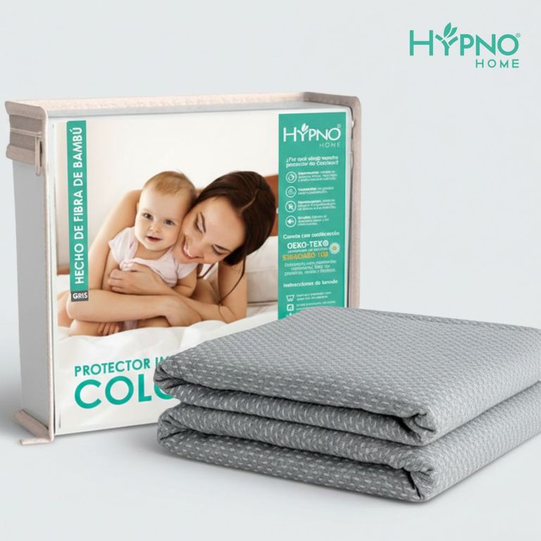 Protector De Colchón Impermeable Hypno Amoldable De Bambú - gris