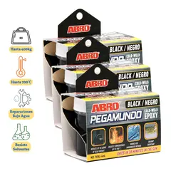 ABRO - Pegamento Epóxico PegaMundo Negro 44mL Pack x 3