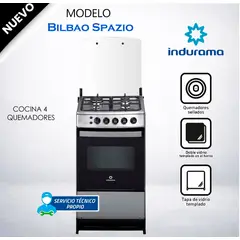 INDURAMA - COCINA A GAS 4 HORNILLAS BILBAO SPAZIO Plus Croma