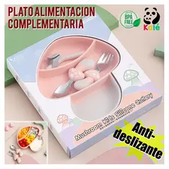 KALE - Set Plato con cubiertos Antideslizante para bebe