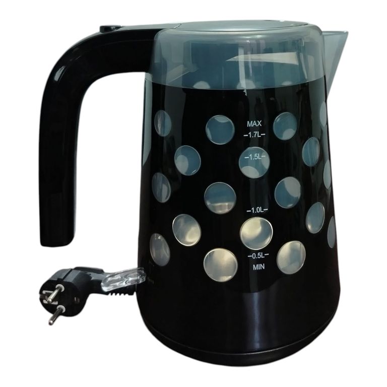 Hervidor Negro 1850W Elegante con Ventanitas y Apagado Automático