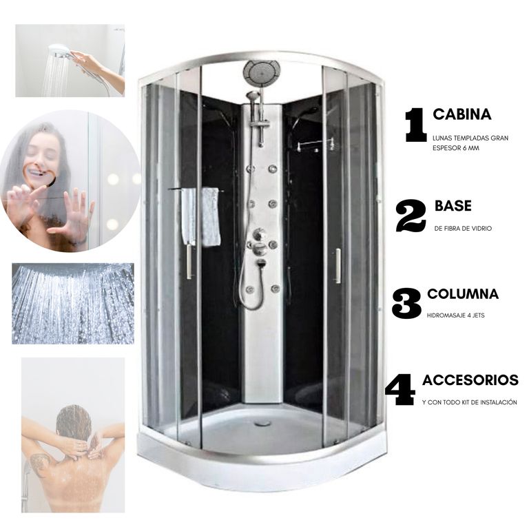 Cabina de Ducha de Lujo Completa Circular con Hidromasaje Vidrio Templado