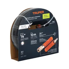 TRUPER - Rollo de 10 m de manguera 1/4´´ de hule para compresora,