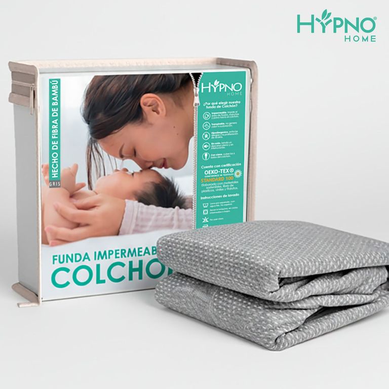 Funda De Colchón Impermeable Hypno de Bambú Con Cierre - Gris