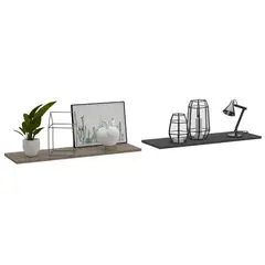 FMFURNITURE - Set 2 Repisas 160x25x15 Cm Fm-001G Gris Y Café Claro