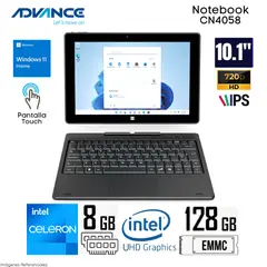 ADVANCE - Laptop Advance CN4058 2 en 1 Celeron N4020 8GB/ 128GB 10.1"  Pantalla táctil Wind 11