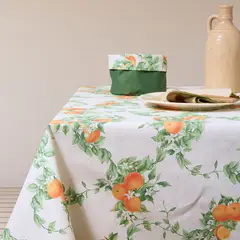 CASIOPIA - Mantel antimanchas cuadrado 8 sillas Naranjas