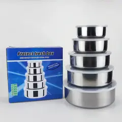 GENERICO - RECIPIENTES TAPERS BOWLS ACERO INOXIDABLE COCINA Y ALMACENAJE 5 UNID.