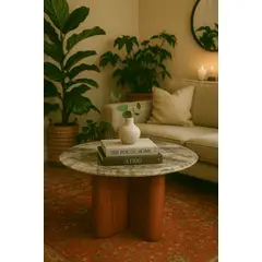 NOEL - Mesa de Centro Redonda de Mármol Natural Calacatta Deco