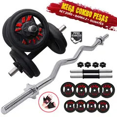 HOLGU - Mancuernas armables 20KG Barra Z guantes GYM