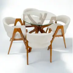 ALTO HOGAR - Juego De Comedor Ohana 4 Sillas Crema Madera Tornillo