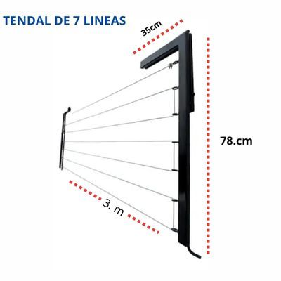 Tendedero De Ropa de 7 líneas Plegable Color Negro TRP-N70