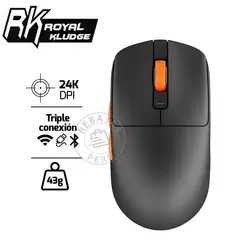 ROYAL KLUDGE - Mouse Inalámbrico Royal Kludge M30 RGB 5 Botones 24000 DPI Black Orang