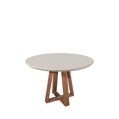PAZART MUEBLES - MESA DE COMEDOR REDONDA 1.15 BENNETT OFF WHITE & VIDRIO