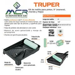 TRUPER - KIT BANDEJA PARA PINTOR CON RODILLO 3 PIEZAS 5/8”