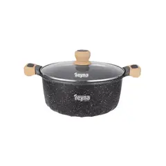 Reyna - Olla Reyna antiadherente con tapa de vidrio 24 cm (4.8 Lt) (color negro)