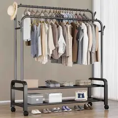 GENERICO - ESTANTE ORGANIZADOR PERCHERO DE 2 NIVELES CON RUEDAS