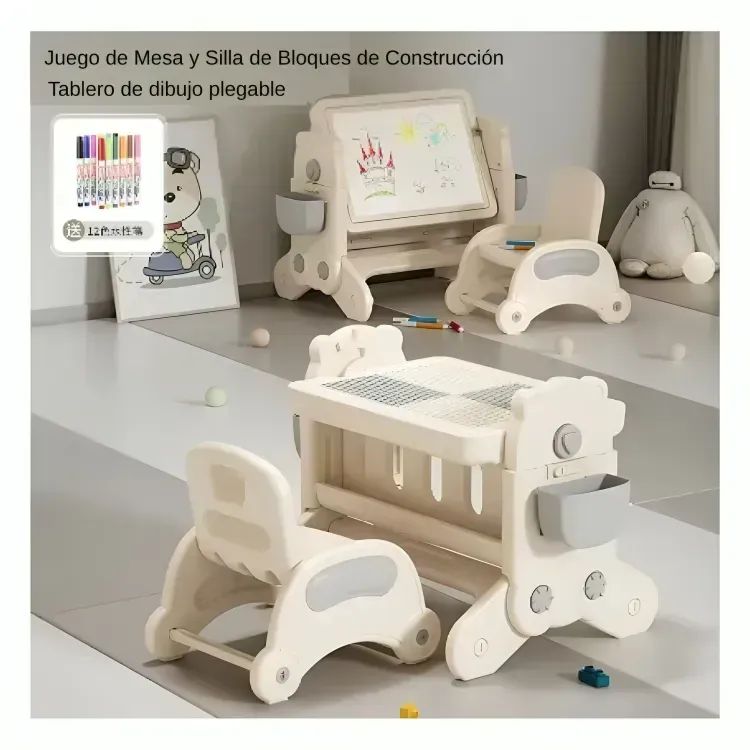 Mesa y Silla de Juegos Multifuncional Aprendizaje Premium para Niños Niñas Estudiantes