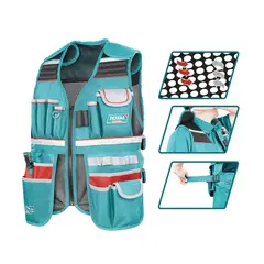 TOTAL TOOLS - SET 4 BOLSAS DE HERRAMIENTAS CINTURON+CHALECO+BOLSO+MALETA