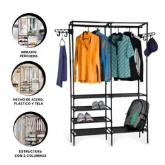 RYBIU IMPORT - Pack4 Guardaropa de 2 Columnas para Dormitorio en Negro