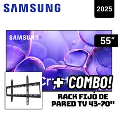 SAMSUNG - TELEVISOR 55 SMART TV TIZEN OS 4K CRYSTAL UHD LED 2025 - UN55U8000FGXPE + RACK FIJO