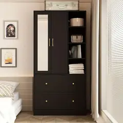 MUEBLES CRISOSTOMO - Ropero de Melamina Moderno Negro 90cm