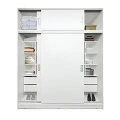 MUEBLES CRISOSTOMO - Ropero de Melamina Moderno Blanco 180cm