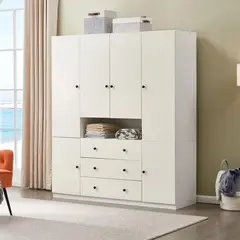 MUEBLES CRISOSTOMO - Ropero de Melamina Moderno Blanco 160cm