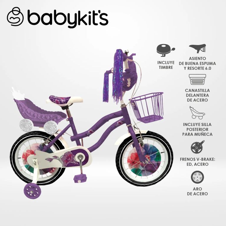 Bicicleta BK Bike Girls aro 16 Morado