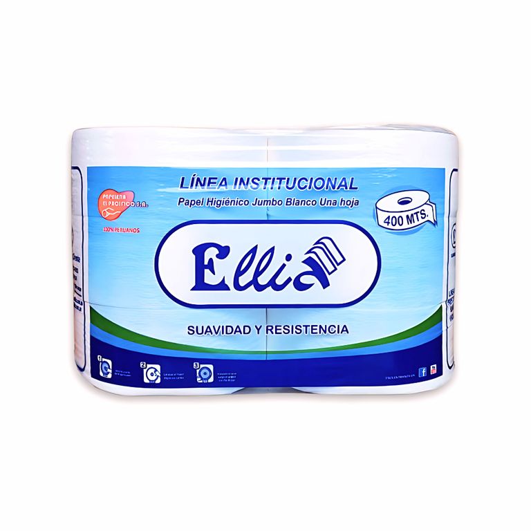 Papel higiénico Jumbo Ellia 400 metros x 6 rollos