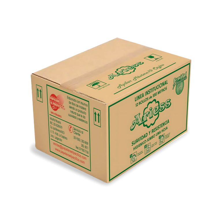 Papel Higiénico Jumbo Hoja Simple Ariess 12 x 550 m