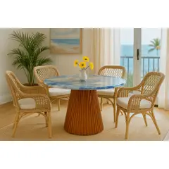 NOEL - Mesa de Comedor de Mármol Natural Ocean Gold Redonda 90cm Deco