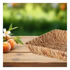 GENERICO - Pack4 Bandeja Rectangular con Tejido Natural en Color Mostaza