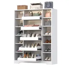 MUEBLES CRISOSTOMO - Zapatera de Melamina con Luces Led Blanco 100cm