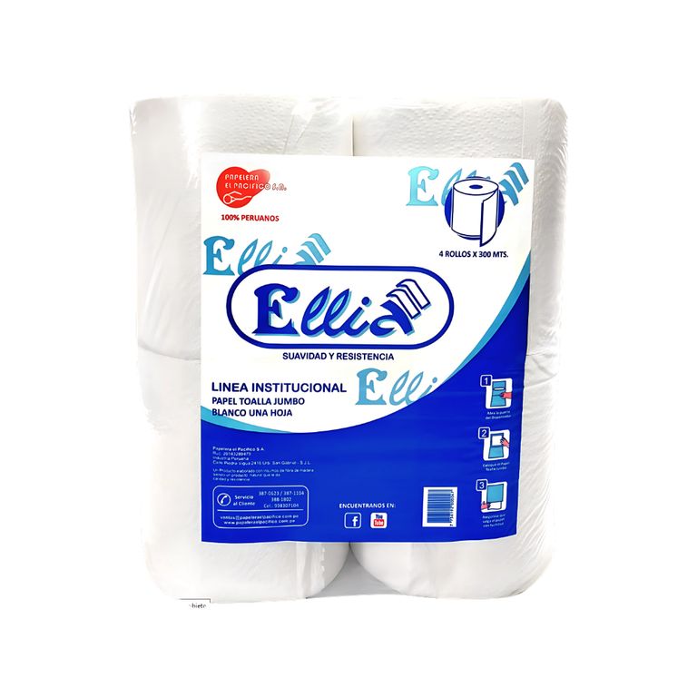 Papel Toalla Jumbo Ellia 300 metros