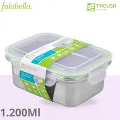 FACUSA - Taper de Acero Inoxidable Click Rectangular De 1200Ml -