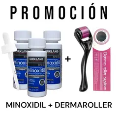 KIRKLAND - 3 Minoxidil Liquido 5% + 1 Dermaroller 0.5mm