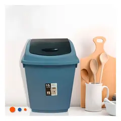 GENERICO - Pack2 Tacho de Residuos con Tapa Vaiven de 15L en Color Azul