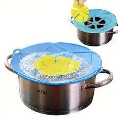 ELMEJORPRECIO - Tapa de Silicona para Ollas Antiderrames Modelo Flor Celeste