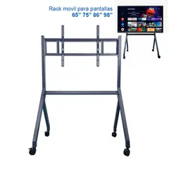 OEM - RACK MÓVIL PEDESTAL para PDI/ TVs 55", 65”, 75”，86”, 98” (Plata mate)