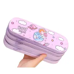 GENERICO - Cartuchera Kawaii de 3 Niveles Espaciosa Morada