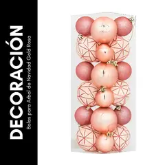 GENERICO - Bolas para Árbol de Navidad Gold Rosa Juego de 24 piezas