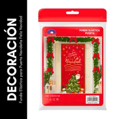GENERICO - Funda Elástica para Puerta Navideña Feliz Navidad