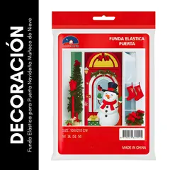 GENERICO - Funda Elástica para Puerta Navideña Muñeco de Nieve