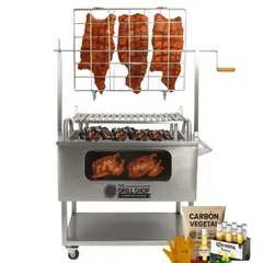 THE GRILL SHOP - Caja China Grande 3 en 1 con Visor +Cerveza+Carbon+Guantes